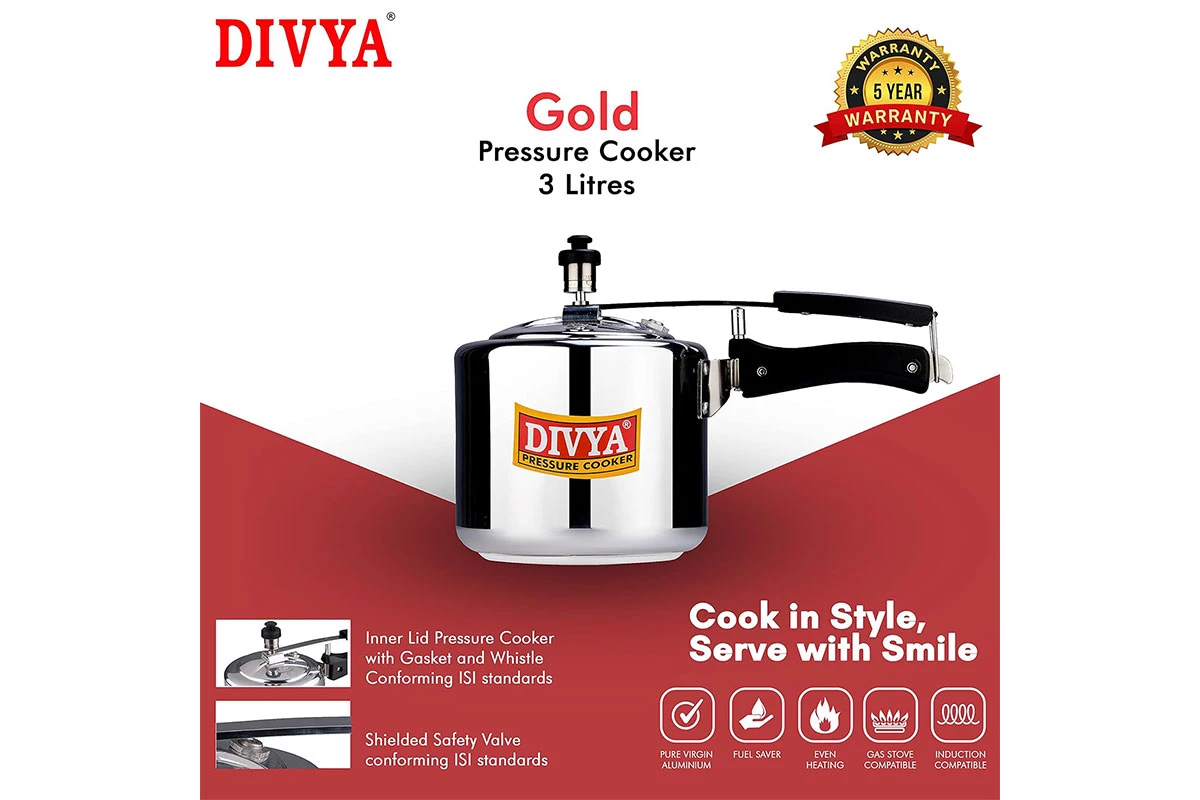 DIVYA 3L Gold Induction Pressure Cooker