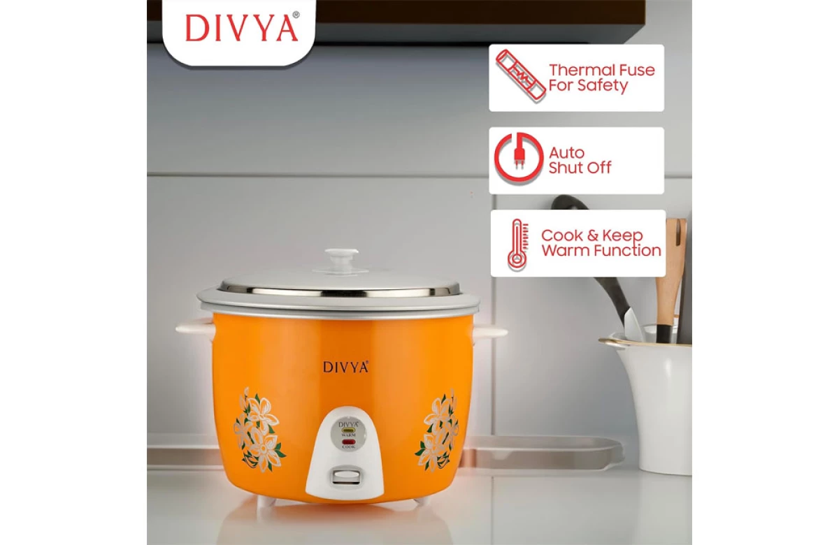 DIVYA 2.8L Orange Drum Rice Cooker