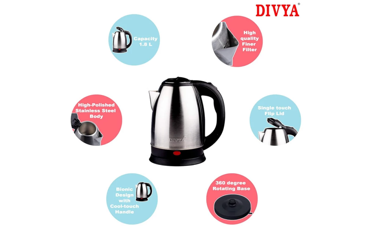 DIVYA 1.8L Stainless Steel Kettle