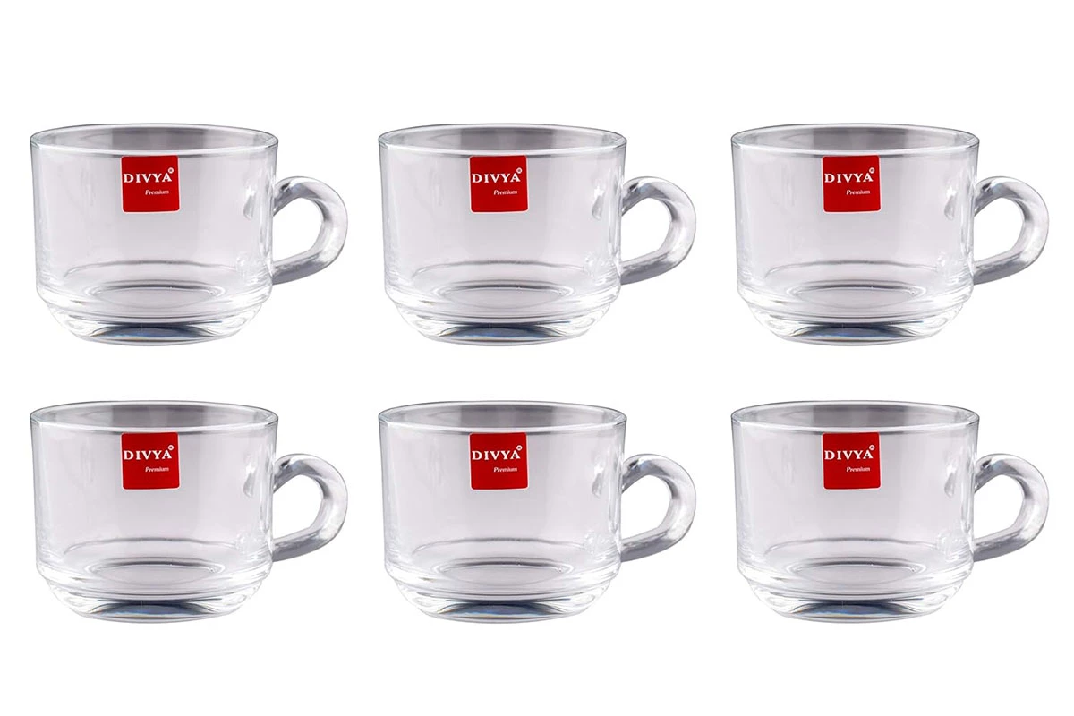 DIVYA 6 Piece Glass Tea Cup Set