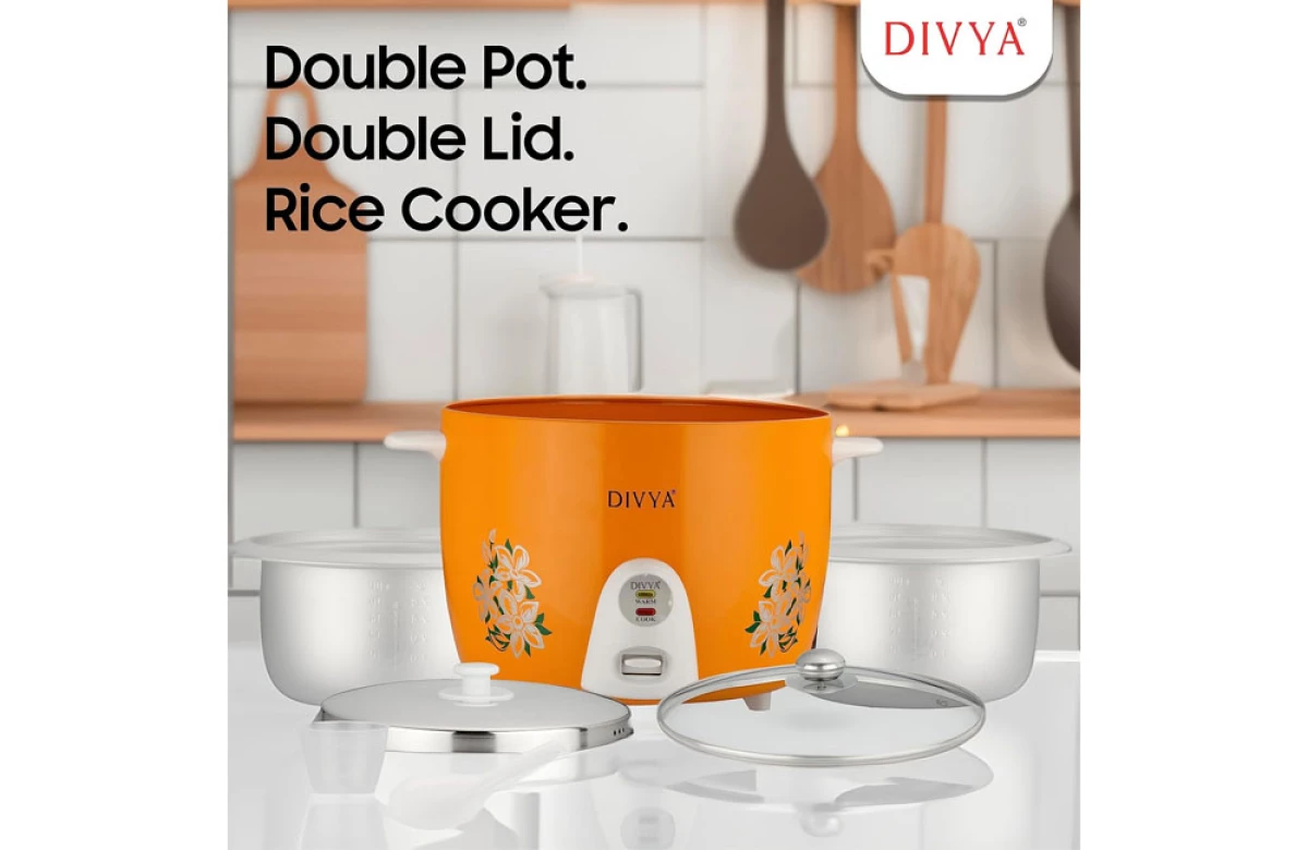 DIVYA 2.8L Orange Drum Rice Cooker