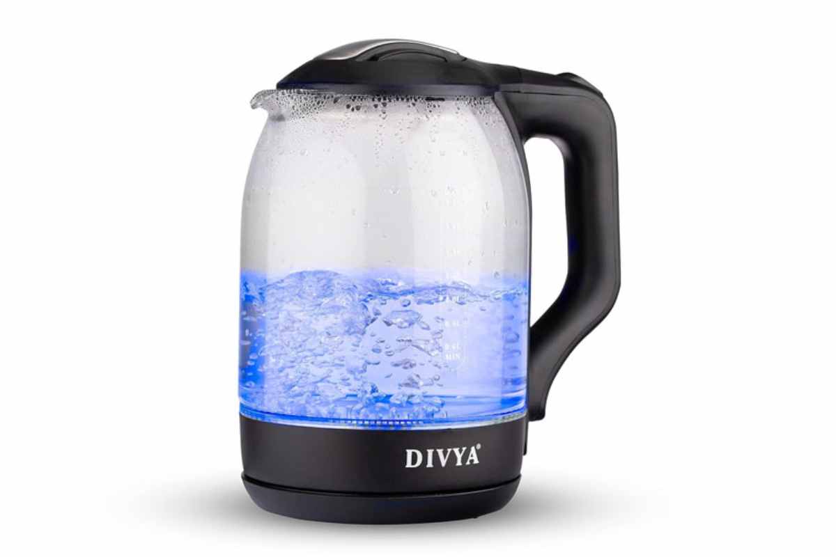 DIVYA 1.8L Black Glass Kettle