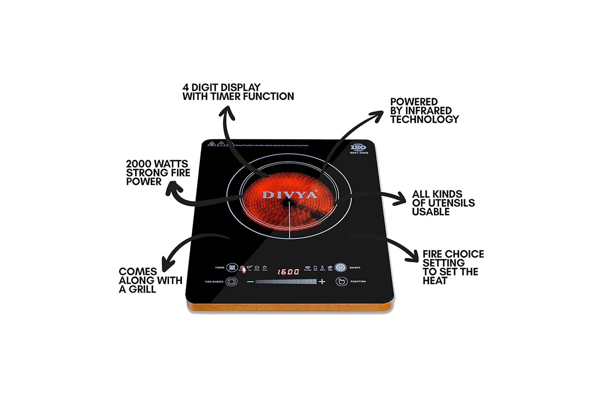 DIVYA DP-101 Infrared Cooktop, All Utensil Compatible