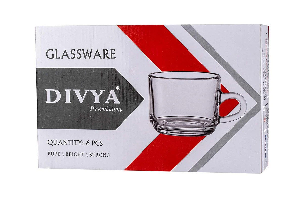 DIVYA 6 Piece Glass Tea Cup Set