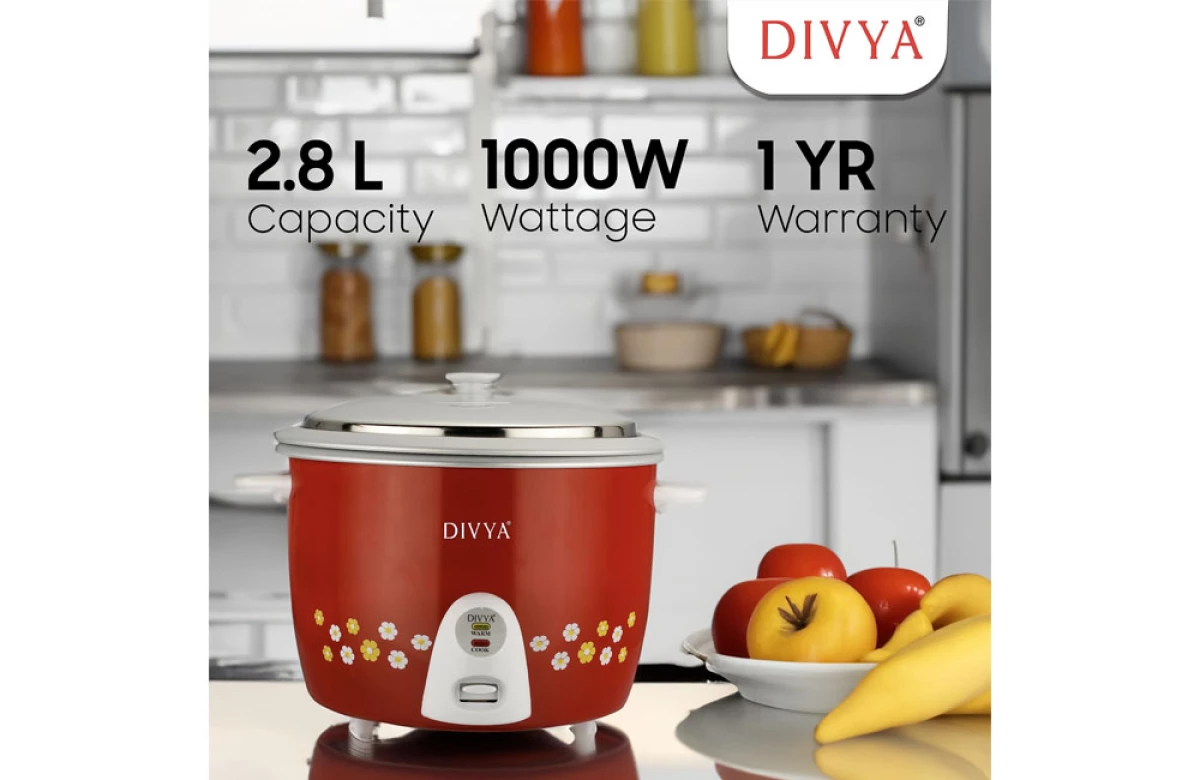 DIVYA 2.8L Red Drum Rice Cooker