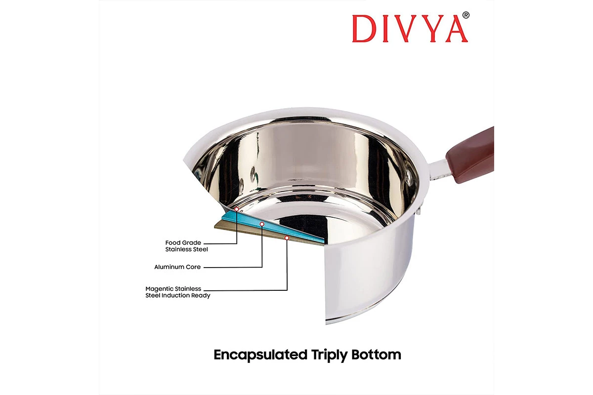 DIVYA 1.5L Stainless Steel Sauce Pan