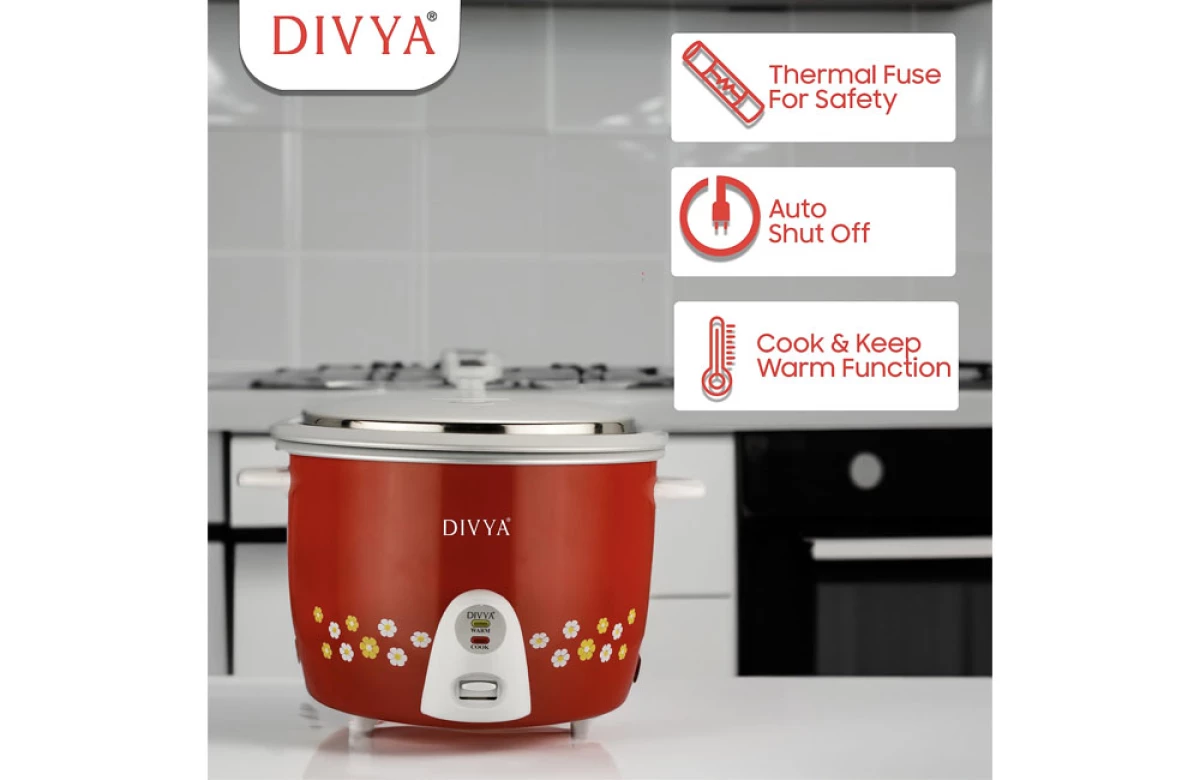 DIVYA 2.8L Red Drum Rice Cooker