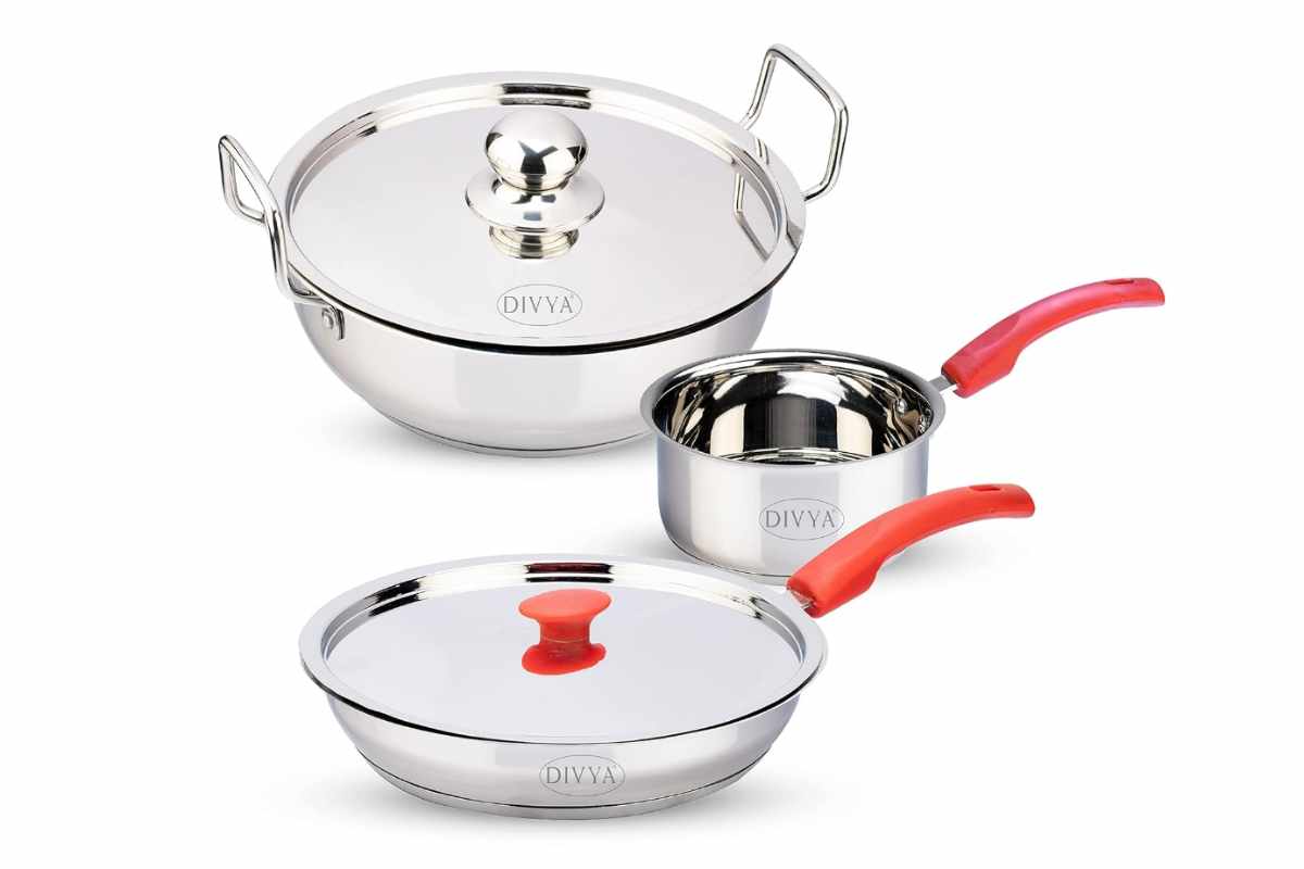 DIVYA 3pc Stainless Steel Cookware Set