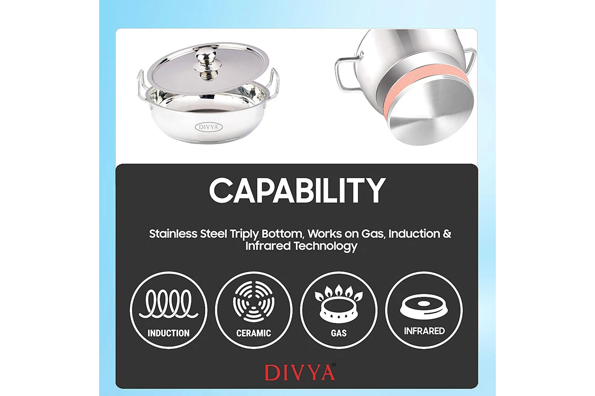 DIVYA 24cm Stainless Steel Kadhai