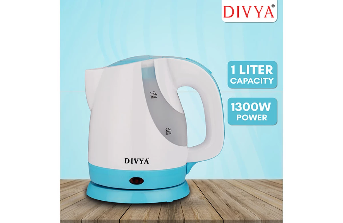 DIVYA 1L Blue Plastic Kettle