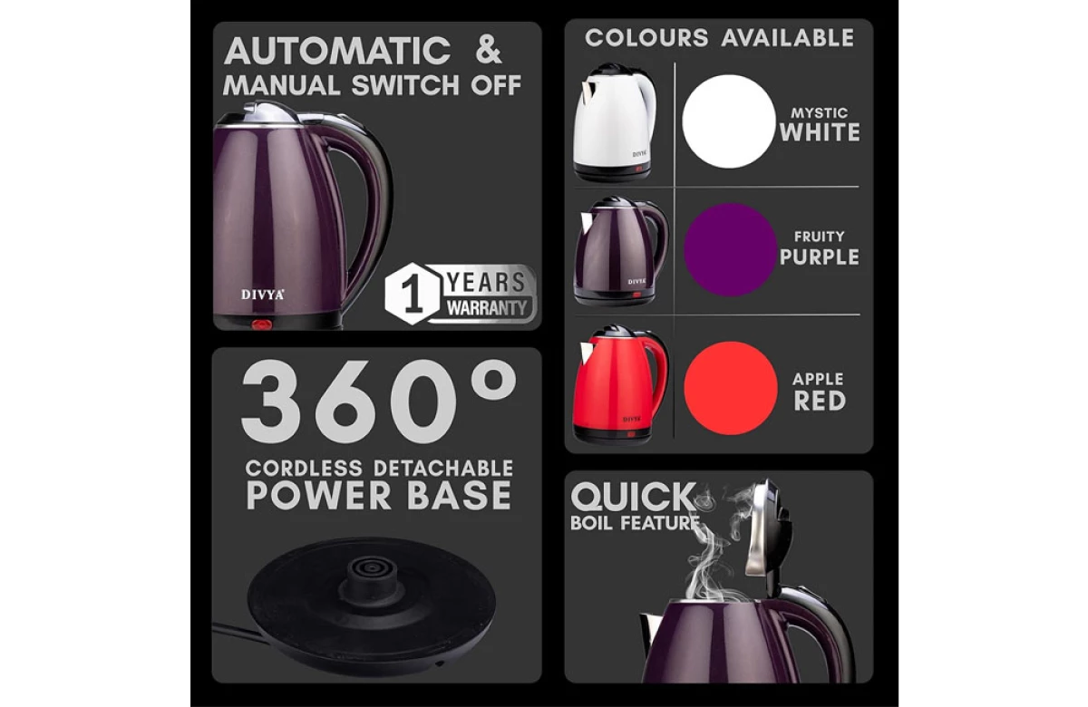 DIVYA 1.8L Purple Queen Kettle