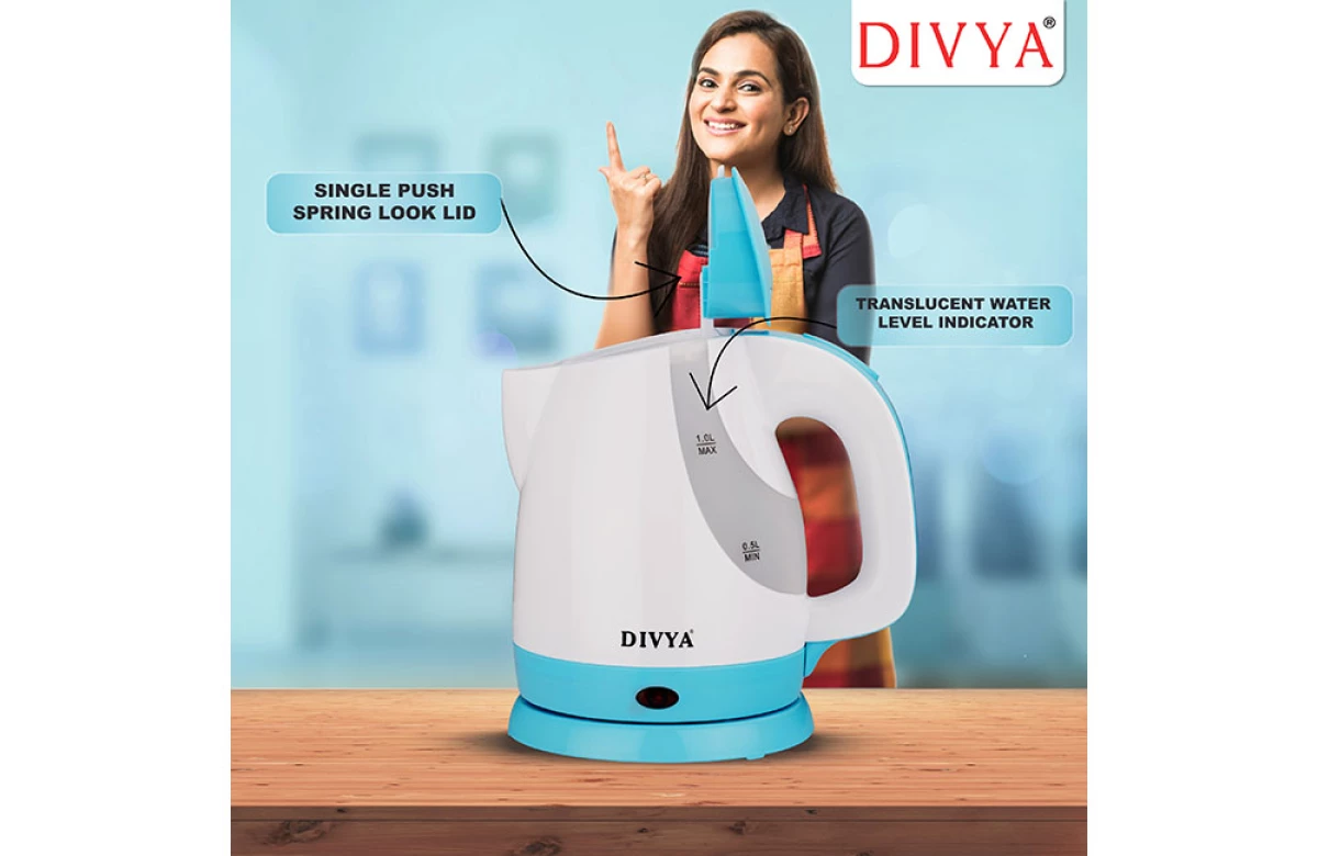 DIVYA 1L Blue Plastic Kettle