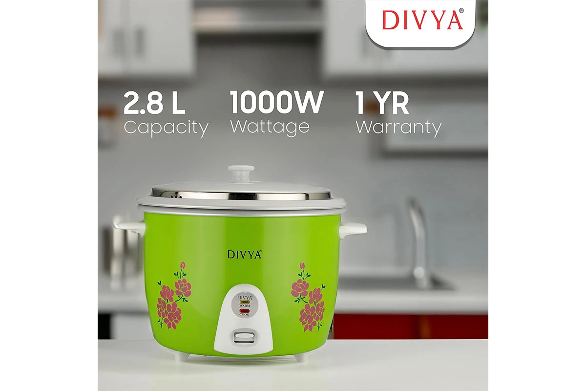 DIVYA 2.8L Green Drum Rice Cooker