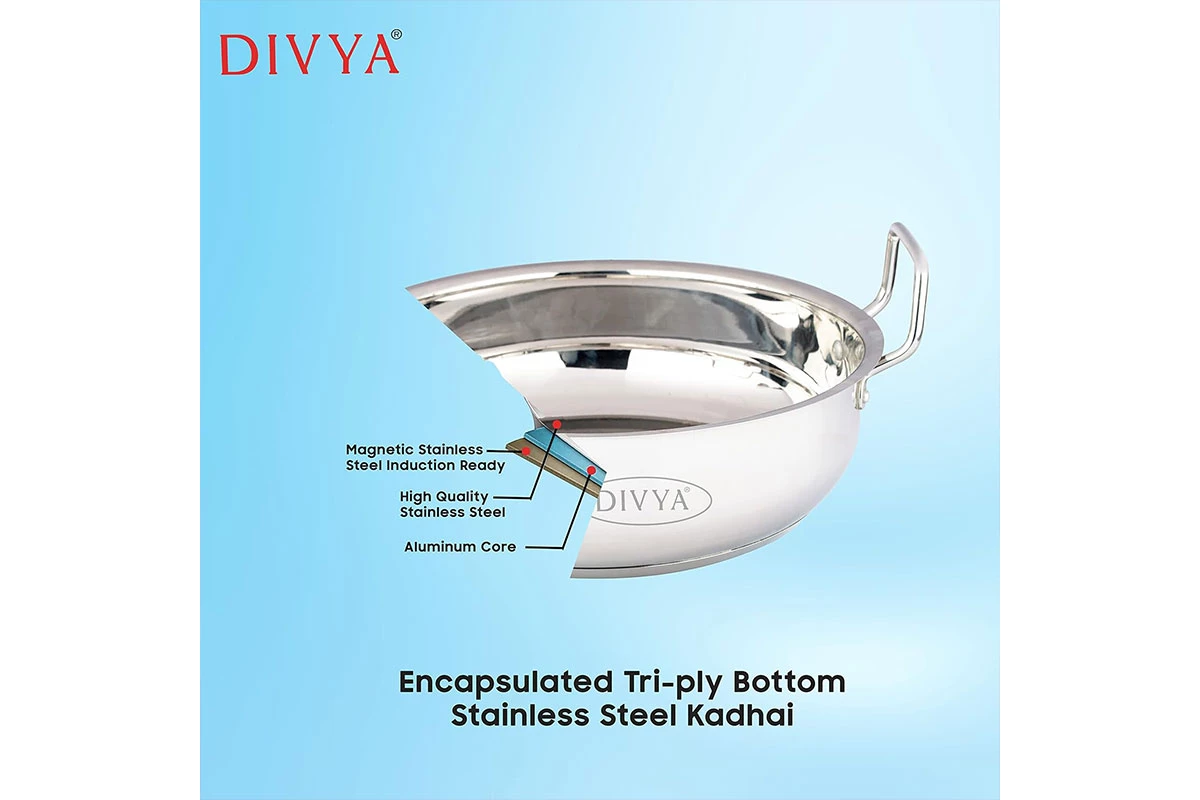 DIVYA 24cm Stainless Steel Kadhai