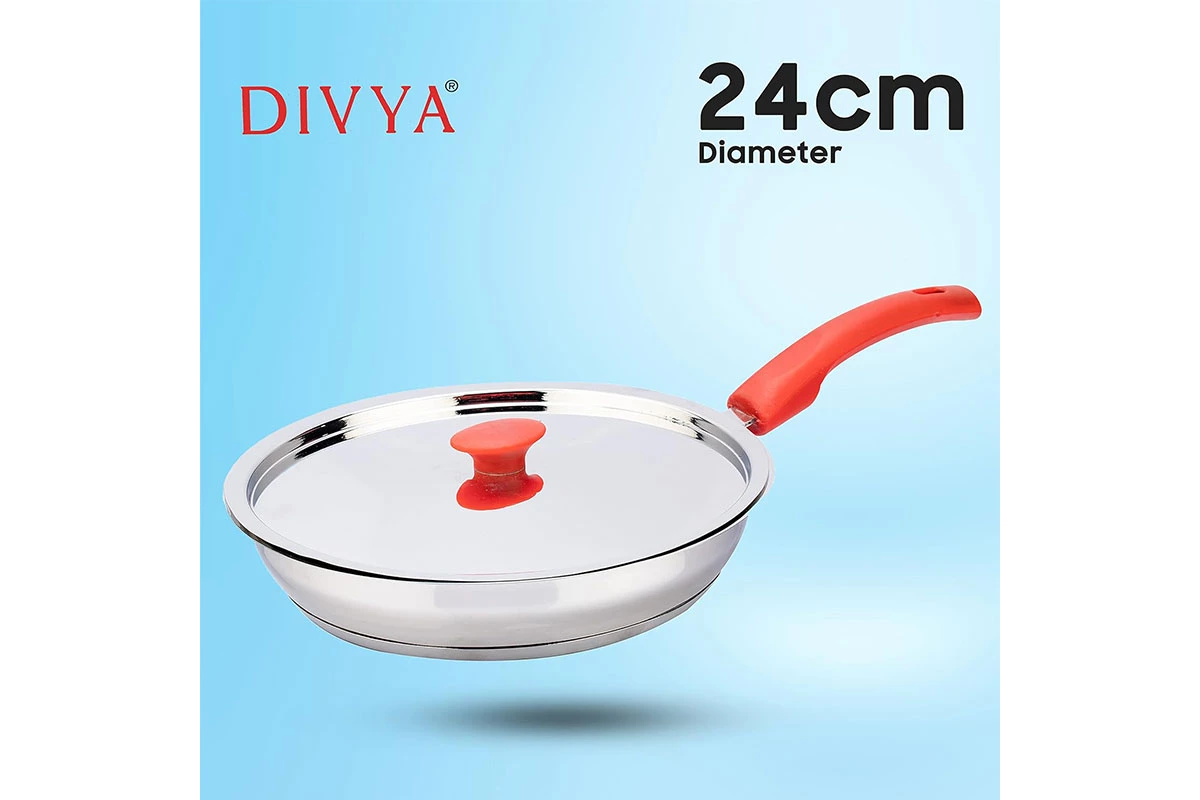 DIVYA 26cm Stainless Steel Frying Pan