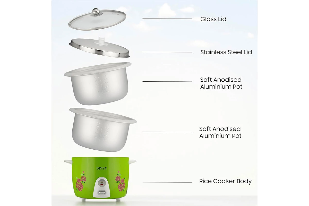 DIVYA 2.8L Green Drum Rice Cooker