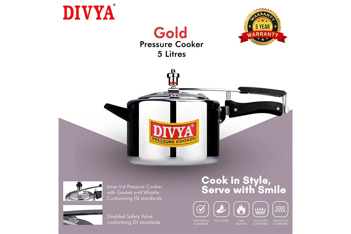 DIVYA 5L Gold Induction Pressure Cooker