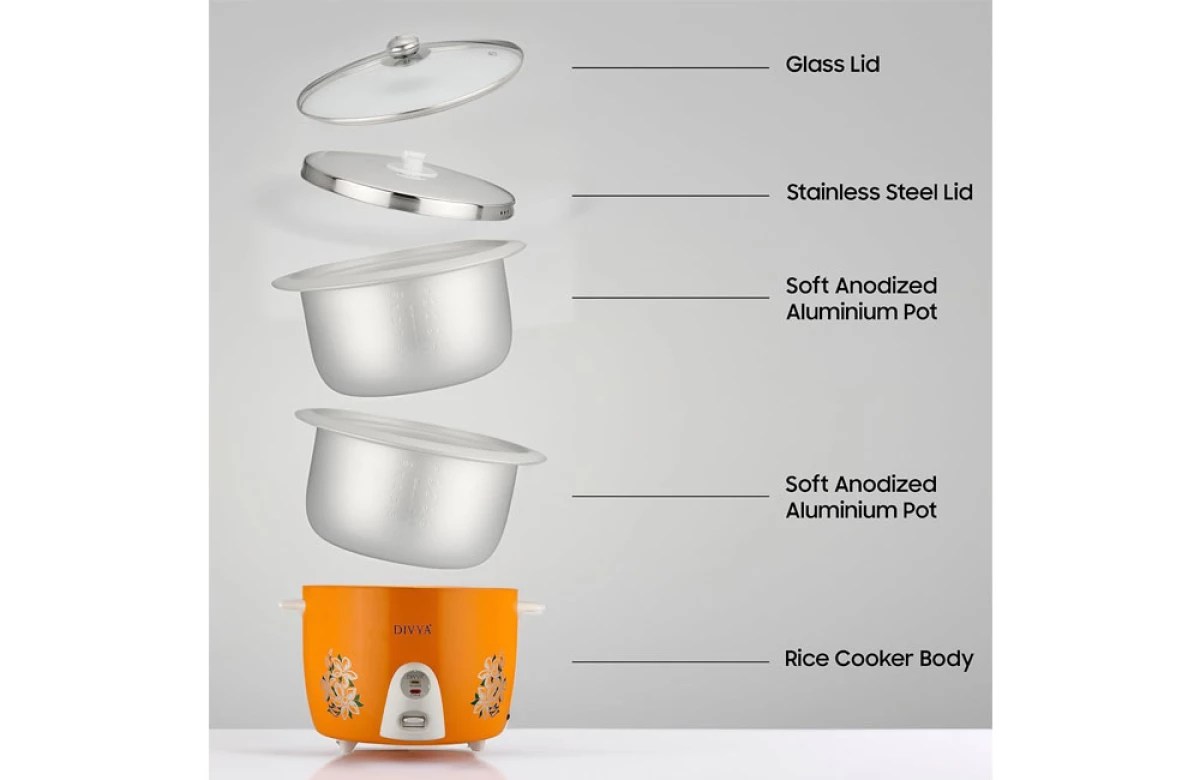 DIVYA 2.8L Orange Drum Rice Cooker