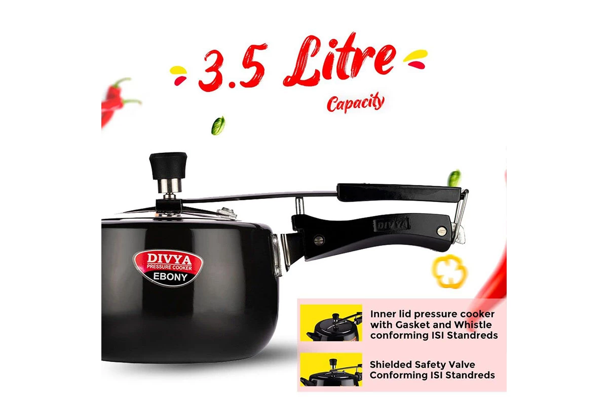 DIVYA 3.5L Ebony Pressure Cooker