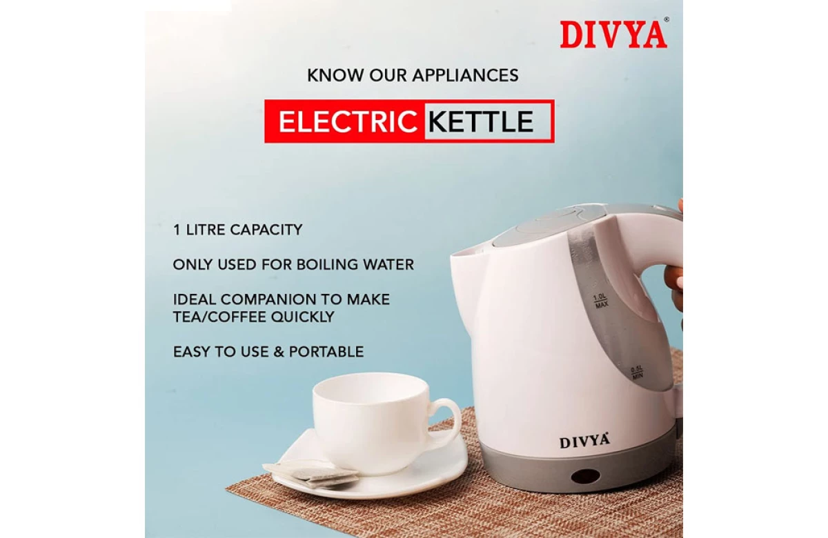 DIVYA 1L Green Plastic Kettle