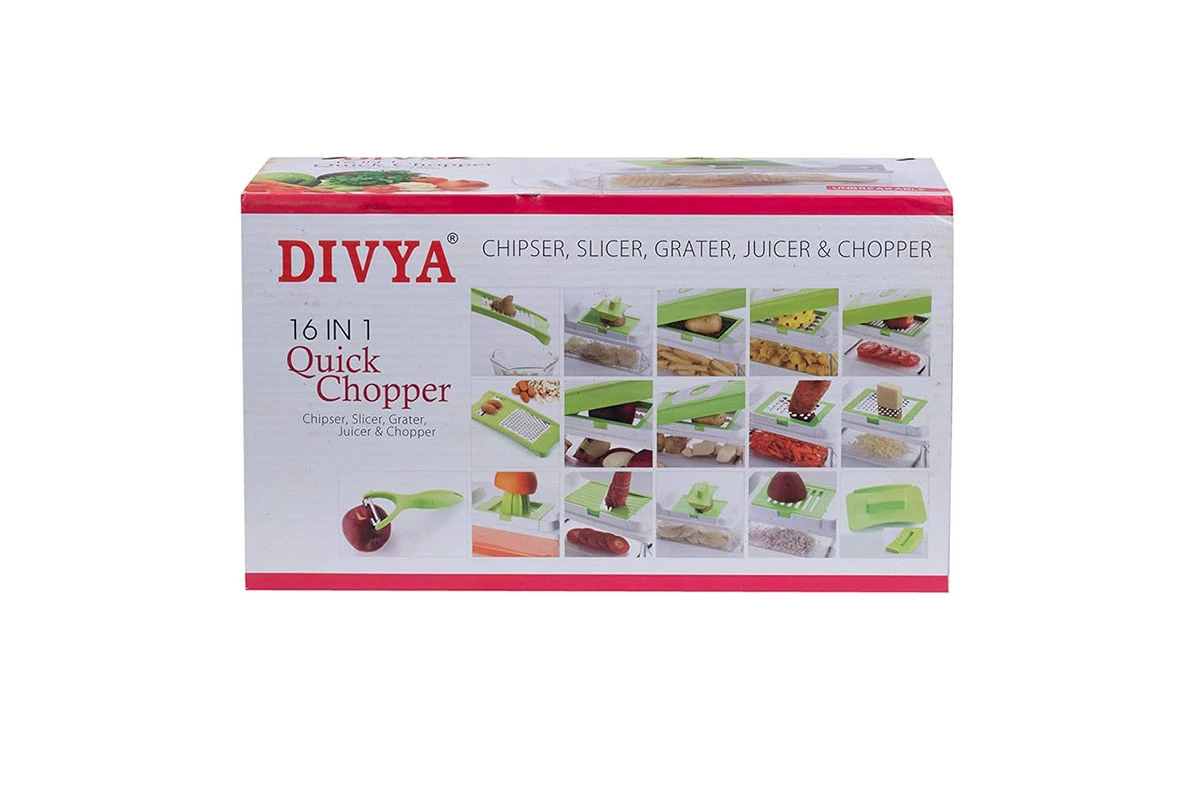 DIVYA Multipurpose Quick Vegetable and Fruit Chopper Cutter Grater Slicer (16 in 1)